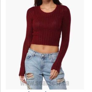 Fuzzy burgundy sweater from forever 21
